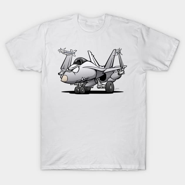 F/A-18 Hornet Fighter Jet Airplane Cartoon T-Shirt by hobrath